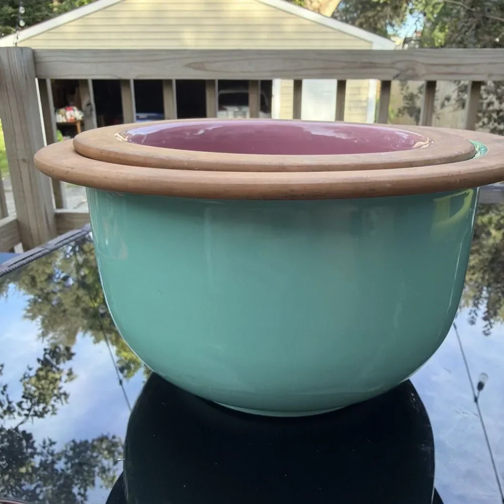 Pair (2) of Heavy Nesting Stoneware Pottery  Mixing Bowls- Glazed- Made In Italy